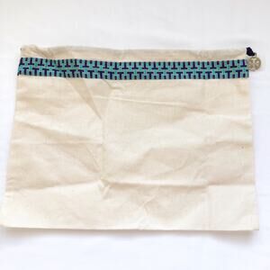 NEW Tory Burch Canvas Drawstring Dust Bag Storage Travel Gold Logo Charm Pull
